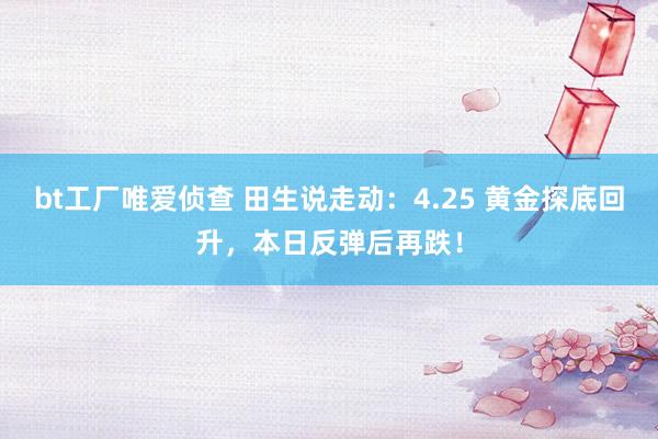 bt工厂唯爱侦查 田生说走动：4.25 黄金探底回升，本日反弹后再跌！