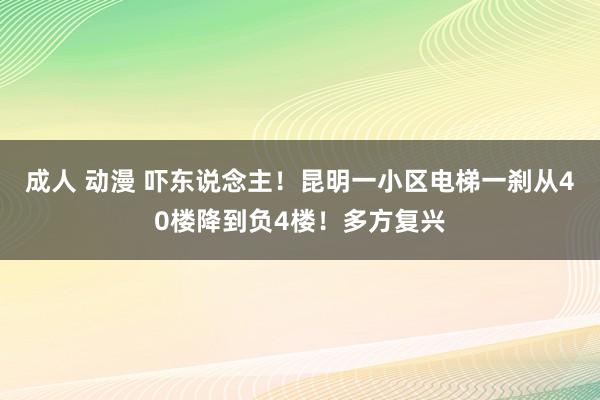 成人 动漫 吓东说念主！昆明一小区电梯一刹从40楼降到负4楼！多方复兴