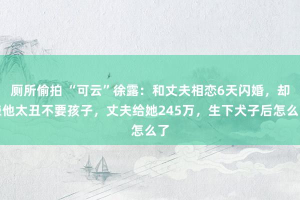 厕所偷拍 “可云”徐露：和丈夫相恋6天闪婚，却嫌他太丑不要孩子，丈夫给她245万，生下犬子后怎么了